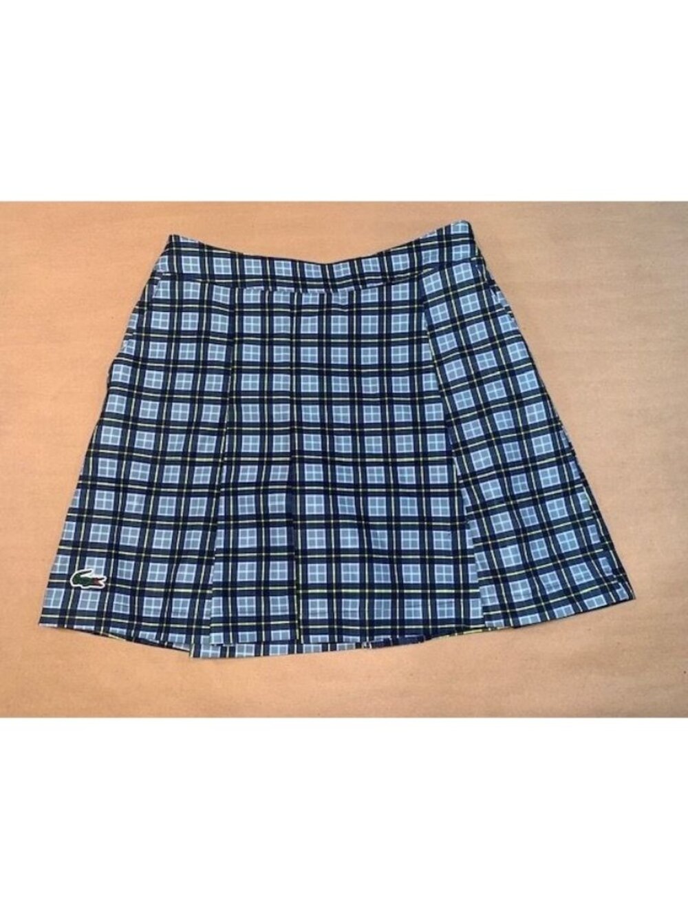 Lacoste Sport Womens Plaid Skort Blue Green Yellow Size 34